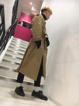 「古着好きな人と繋がりたい」｜「アイテム（トレンチコート）」を使った、mmsshhさん（メンズ・171cm）の夏コーディネート