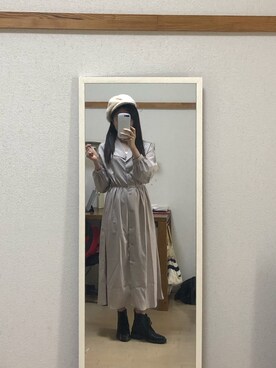 「abcd（ナシ）のアイテム（帽子）」を使った、nyaさん（レディース・161cm）の秋コーディネート