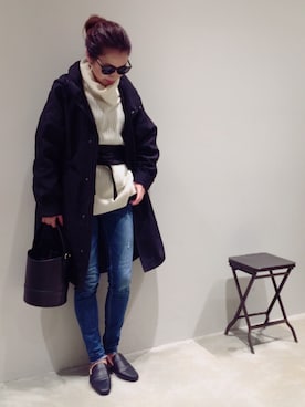 「BLISS POINT（ブリスポイント）のアイテム（その他アウター）」を使った、mi0808さん（レディース・163cm）の冬コーディネート