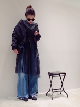 「サッシュベルト」｜「アイテム（MA-1）」を使った、mi0808さん（レディース・163cm）の冬コーディネート