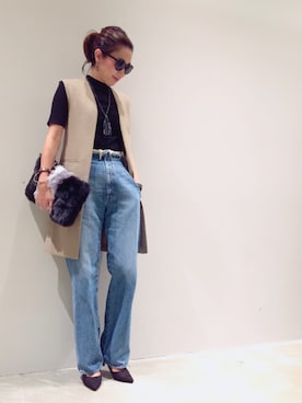 「リブタートルネック」｜「アイテム（アクセサリー）」を使った、mi0808さん（レディース・163cm）の夏コーディネート