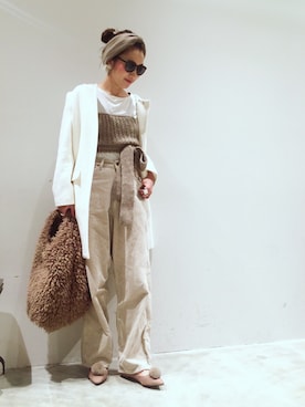 「BLISS POINT（ブリスポイント）のアイテム（その他アウター）」を使った、mi0808さん（レディース・163cm）の秋コーディネート