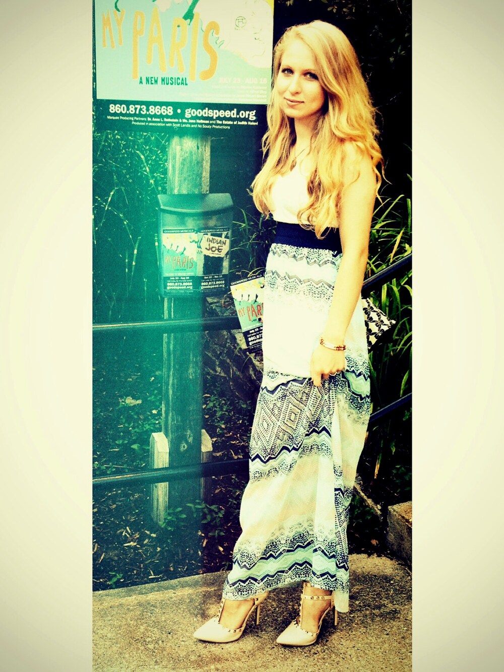 「maxidress、maxi、pattern、blonde」｜「I don't rememberのアイテム（ドレス、その他）」を使った、zanさん（レディース・173cm）の春コーディネートの1枚目の写真