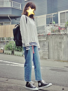 「学校」｜「アイテム（スウェット）」を使った、星沢サミコさん（レディース・159cm）の夏コーディネート