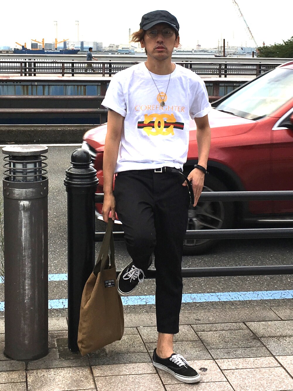 「corefighterco.、corefighter、コアファイター、BEDWIN & THE HEARTBREAKERS、GDC、VANS、CA4LA」｜「CA4LAのアイテム（キャスケット、ブルー系）」を使った、yo-1さん（メンズ・176cm）の秋コーディネートの1枚目の写真