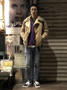 「Levis」｜「アイテム（ライダースジャケット）」を使った、yo-1さん（メンズ・176cm）の春コーディネート