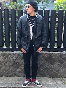 「HUF」｜「アイテム（ナイロンジャケット）」を使った、yo-1さん（メンズ・176cm）の春コーディネート