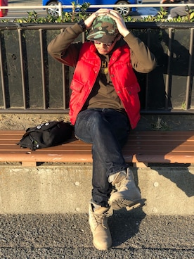 「VOLCOM」｜「アイテム（帽子）」を使った、yo-1さん（メンズ・176cm）の秋コーディネート