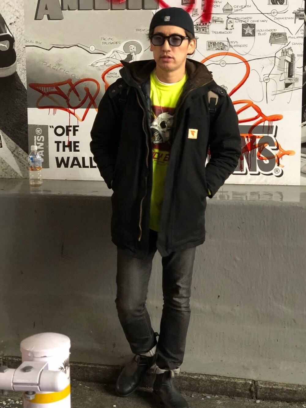 「corefighterco.、corefighter、コアファイター、ANGLERS PROJECT、VOLCOM」｜「COREFIGHTERのアイテム（キャップ、ブラック系）」を使った、yo-1さん（メンズ・176cm）の秋コーディネートの1枚目の写真