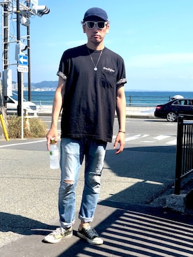 「アイテム（サングラス、ホワイト系）」を使った、yo-1さん（メンズ・176cm）の秋コーディネート