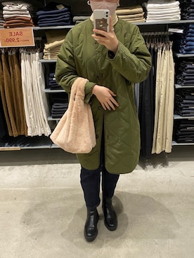 「UNIQLO（ユニクロ）のエクストラファインメリノリブタートルネックセーター（長袖）（ニット/セーター）」を使った、paoさん（レディース・164cm）の冬コーディネート