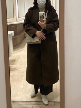 「UNIQLO（ユニクロ）のエクストラファインメリノリブタートルネックセーター（長袖）（ニット/セーター）」を使った、paoさん（レディース・164cm）の冬コーディネート