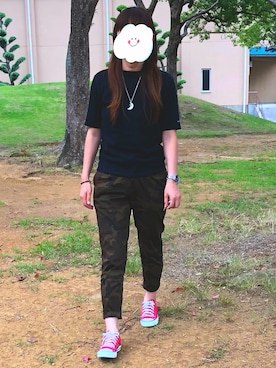 「赤い靴」｜「アイテム（アクセサリー）」を使った、AAANNNさん（レディース・164cm）の夏コーディネート