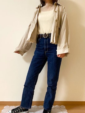 「PAGEBOY（ページボーイ）のリングベルト（ベルト）」を使った、Yuさん（レディース・155cm）の春コーディネート