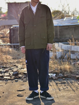 「日系极简」｜「アイテム（アクセサリー）」を使った、贝咸哥さん（メンズ・179cm）の秋コーディネート