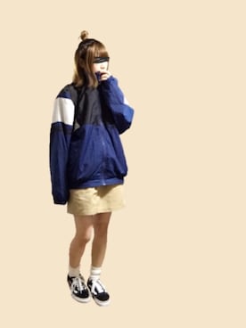 「白ソックス」｜「アイテム（ナイロンジャケット）」を使った、しらたきさん（レディース・161cm）の冬コーディネート