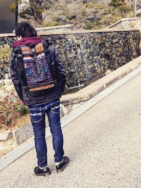 「ETHNOTEK（エスノテック）のアイテム」を使った、Moriya Tsuyoshiさん（メンズ・169cm）の冬コーディネート