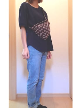 「UNIQLO（ユニクロ）のワッフルクルーネックT（5分袖）（Tシャツ/カットソー）」を使った、pea72さん（レディース・150cm）の夏コーディネート