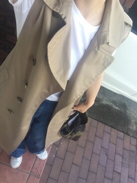 「UNIQLO（ユニクロ）のスーピマコットンリブクルーネックT（半袖）（Tシャツ/カットソー）」を使った、kn2151さん（レディース・165cm）の夏コーディネート