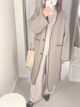 「ビットローファー」｜「アイテム（その他アウター）」を使った、waaakさん（レディース・155cm）の冬コーディネート