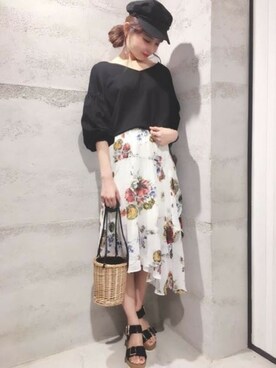 「バルーンスリーブ」｜JEANASIS 静岡パルコ店STAFFさん（レディース・163cm）の夏コーディネート