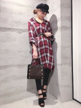 「JEANASIS（ジーナシス）のアイテム（シャツワンピース）」を使った、JEANASIS 静岡パルコ店STAFFさん（レディース・163cm）の夏コーディネート