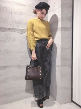 「ジーナシス」｜「アイテム（ハンチング/ベレー帽）」を使った、JEANASIS 静岡パルコ店STAFFさん（レディース・163cm）の秋コーディネート