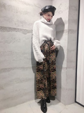 「ジーナシス」｜「アイテム（ハンチング/ベレー帽）」を使った、JEANASIS 静岡パルコ店STAFFさん（レディース・163cm）の冬コーディネート