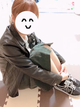 「SpRay（スプレイ）のアイテム（ライダースジャケット）」を使った、harukaさん（レディース・153cm）の秋コーディネート