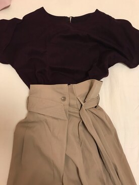 「URBAN RESEARCH ROSSO WOMEN（アーバンリサーチ　ロッソ）のリングベルト付きラップパンツ（その他パンツ、ベージュ系）」を使った、aymさんの夏コーディネート