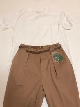 「UNIQLO（ユニクロ）のアイテム（シャツ/ブラウス、ホワイト系）」を使った、aymさんの夏コーディネート