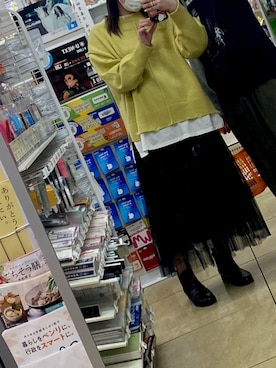 「RETRO GIRL（レトロガール）のフェイクレイヤードダメージニット（その他トップス）」を使った、ふじきちさん（レディース・162cm）の春コーディネート