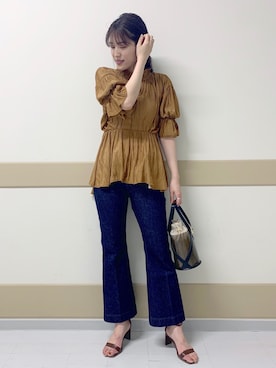 「Andemiu（アンデミュウ）のクリアトートバッグ940559（ショルダーバッグ）」を使った、hanaka.さん（レディース・171cm）の春コーディネート