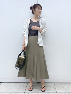 「Andemiu（アンデミュウ）のクリアトートバッグ940559（ショルダーバッグ）」を使った、hanaka.さん（レディース・171cm）の春コーディネート