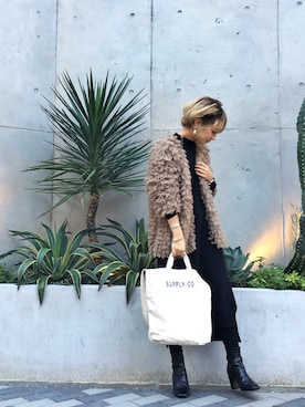 「アイテム（バッグ、ホワイト系）」を使った、MIZUKI AMANOさん（レディース・158cm）の冬コーディネート