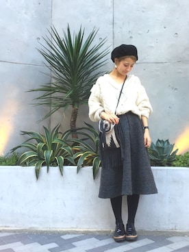 「TODAYFUL（トゥデイフル）のアイテム（ハンチング/ベレー帽）」を使った、MIZUKI AMANOさん（レディース・158cm）の冬コーディネート