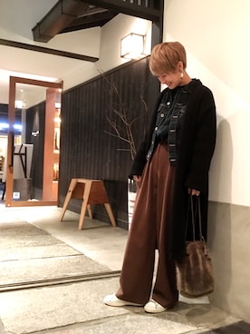 「BEAUTY&YOUTH UNITED ARROWS（ビューティーアンドユースユナイテッドアローズ）のアイテム（デニムジャケット）」を使った、MIZUKI AMANOさん（レディース・158cm）の冬コーディネート