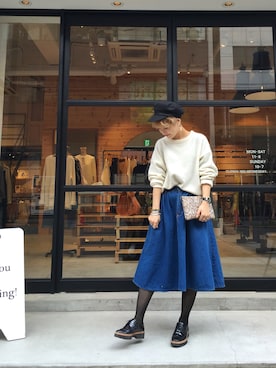 「アイテム（キャスケット）」を使った、MIZUKI AMANOさん（レディース・158cm）の冬コーディネート