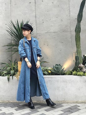 「アイテム（キャスケット）」を使った、MIZUKI AMANOさん（レディース・158cm）の冬コーディネート