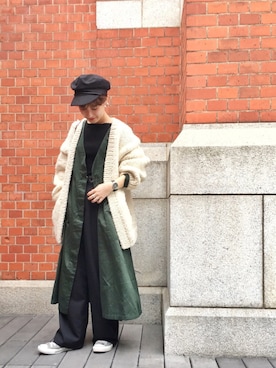 「アイテム（キャスケット）」を使った、MIZUKI AMANOさん（レディース・158cm）の冬コーディネート