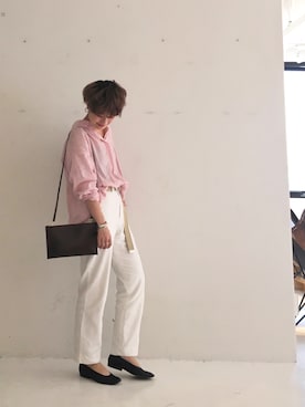 「アイテム（シャツ/ブラウス、ピンク系）」を使った、MIZUKI AMANOさん（レディース・158cm）の春コーディネート