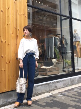 「TODAYFUL（トゥデイフル）のアイテム（トートバッグ）」を使った、MIZUKI AMANOさん（レディース・158cm）の春コーディネート