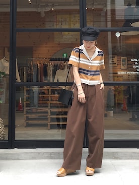 「アイテム（キャスケット）」を使った、MIZUKI AMANOさん（レディース・158cm）の春コーディネート