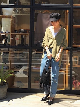 「アイテム（キャスケット）」を使った、MIZUKI AMANOさん（レディース・158cm）の春コーディネート