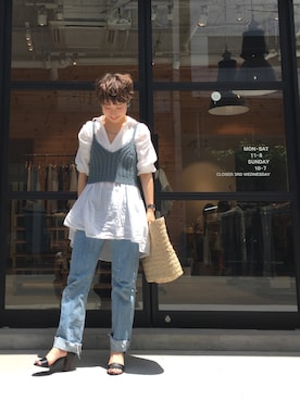 「アイテム（キャミソール）」を使った、MIZUKI AMANOさん（レディース・158cm）の夏コーディネート