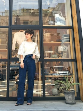 「フレアスリーブ」｜MIZUKI AMANOさん（レディース・158cm）の夏コーディネート