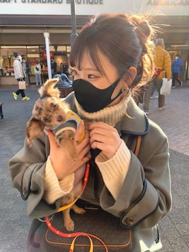 「GRL（グレイル）のステンカラーウールタッチパイピングコート（その他アウター）」を使った、わさん（レディース・160cm）の冬コーディネート