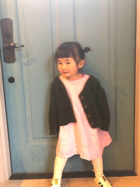「CIAOPANIC TYPY（チャオパニックティピー）のアイテム（ノーカラージャケット）」を使った、うーさんさん（キッズ・90cm）の春コーディネート