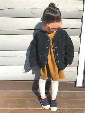 「ストリート服が好き」｜「アイテム（スリッポン）」を使った、うーさんさん（キッズ・90cm）の秋コーディネート