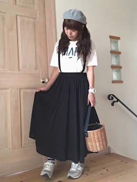 「PAR ICI」｜「アイテム（ハンチング/ベレー帽）」を使った、キラ☆キラさん（レディース・156cm）の夏コーディネート